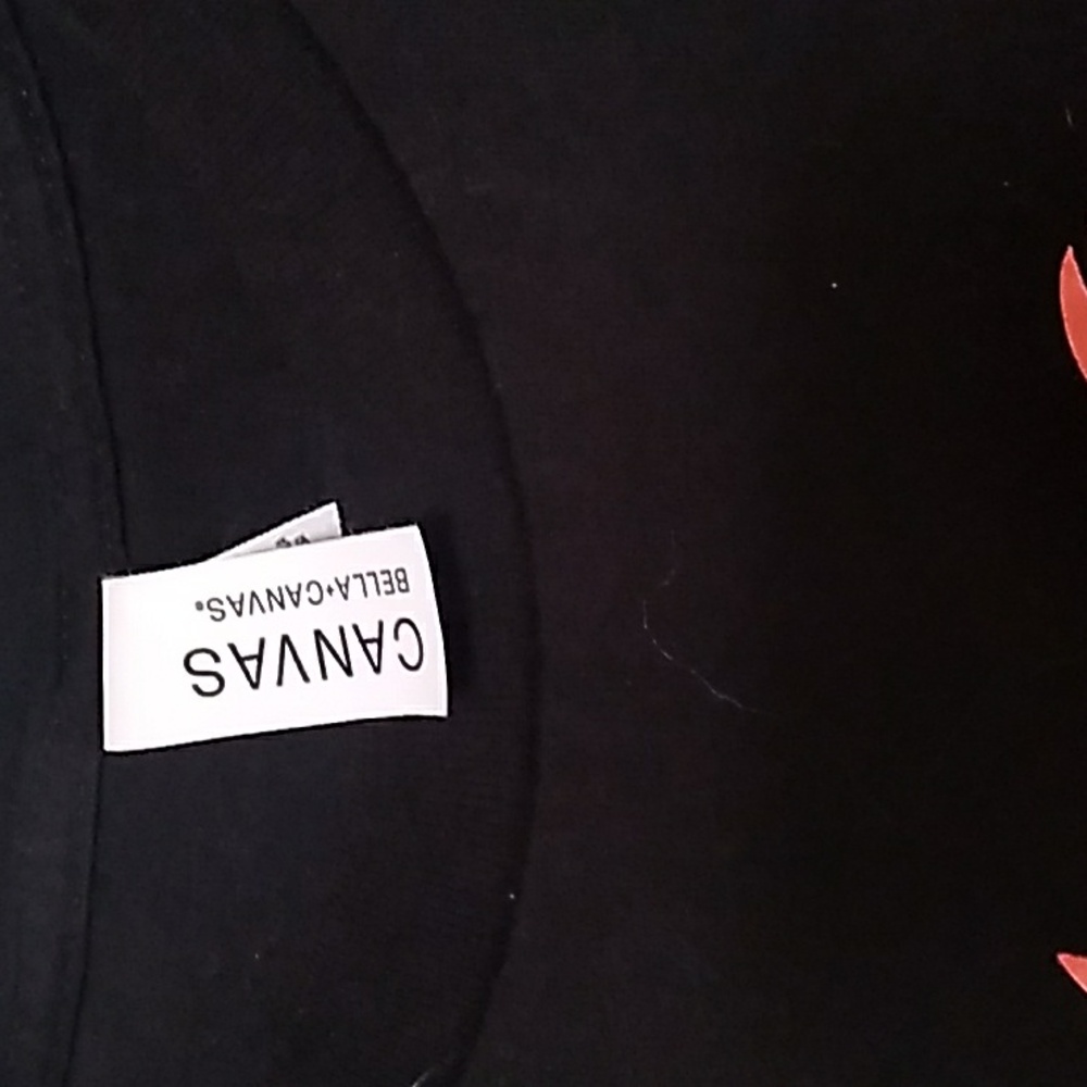 Bella Canvas Black T-Shirt with Various Scary Orange Pumpkin Faces (L2) - Picture 2 of 6